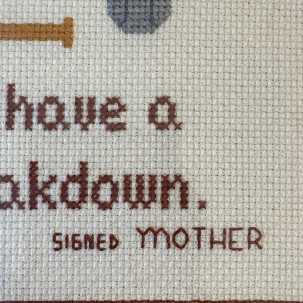 Adorable Framed Sports Quote Cross-Stitch Wall Art